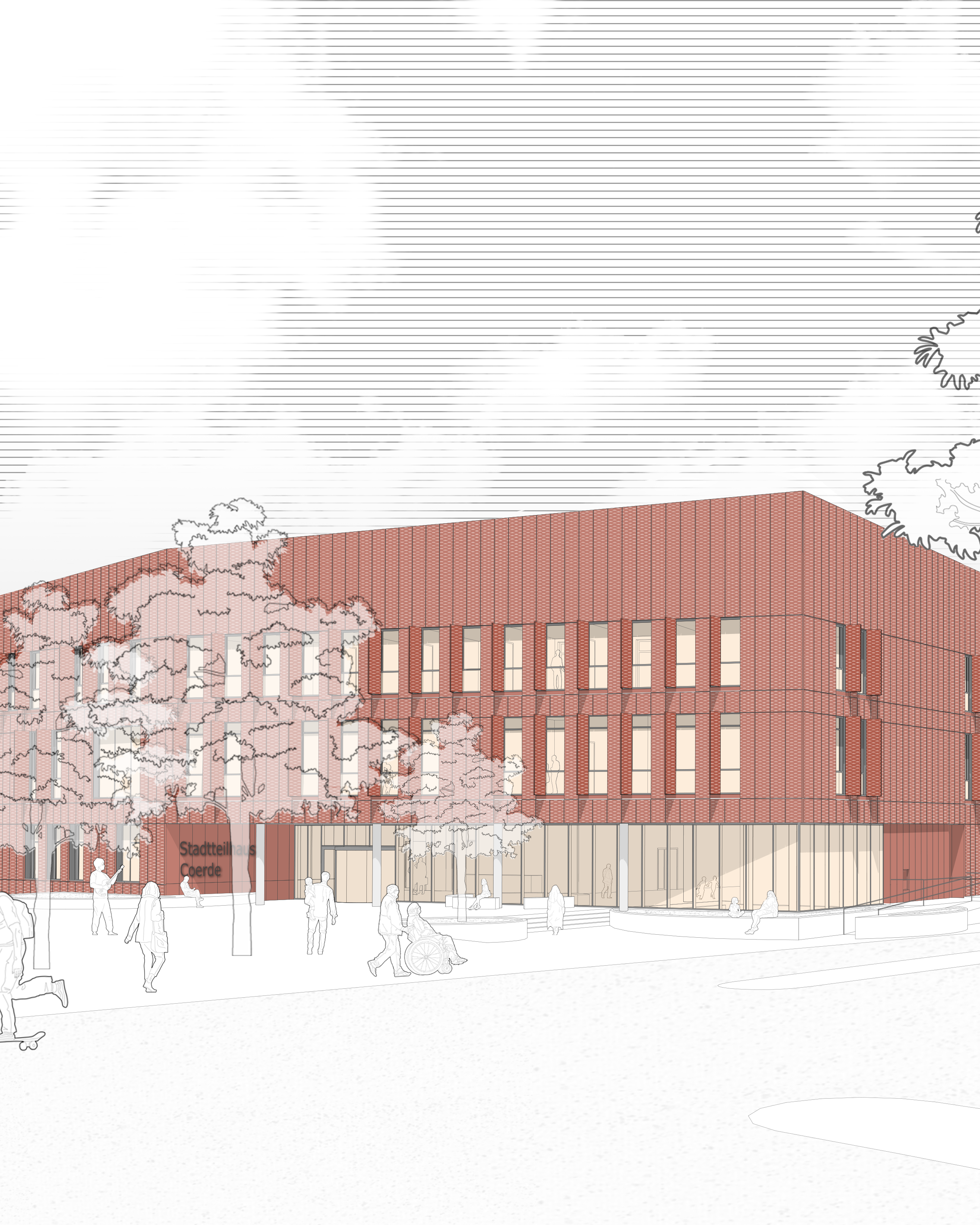 Zeichnung, wie das Stadtteilhaus am Ende aussehen soll.